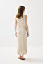 Glittery Knitwear Pleated Skirt - Beige - 6