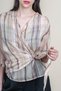 Women's Summer Yellow Double Breasted Tie Midi Sleeve Detailed Chiffon Blouse Stylish Daily 70072 - 2