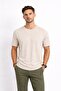 Men's Crew Neck Self-Patterned T-Shirt 44420 Sand