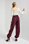 Women's Burgundy S6-35 Baggy Jogger Loose Fit Pants - 3