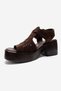 Romina Brown Suede Genuine Leather Troc Women's Platform Heeled Sandals - 6
