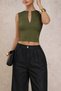Women's V-Neck Low-Cut Detailed Women's Tank Top Stylish, Fitted Cut, Flexible Fabric Crop Blouse - 4