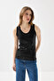 Sequin Pullover Athlete Blouse - Black