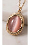 Minimal Oval Shape Pink Natural Stone Steel Women's Necklace - 3