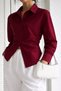 Women's Side Gathered Detailed Shirt Lycra Cotton Stylish Long Sleeve Shirt - 2