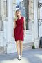 Double-Breasted Wrap Front Gathered Shawl Collar Sleeveless Lycra Crepe Fabric Dress-Burgundy