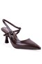 Dza07-1296047 Brown 8 cm Thin Heeled Classic Women's Shoes