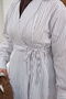 Women's Side-Tie Striped Dress White-Brown - 6