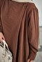 Women's Collar Button Detail Elastic Waist Adjustable Two-Piece Suit Brown - 6