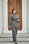 Women's Hidden Zipper Belted Pants Suit Smoked - 4