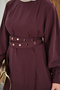 Women's Gold Snap Fastener Belted Pants Suit Plum - 7