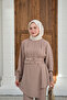 Women's Gold Snap Belted Pants Suit Stone - 3