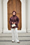 Women's Gathered Hem Shirt Burgundy - 5