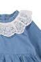 Baby Girl Ecru Lace Collared Buckle Denim Dress - 3