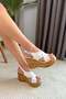 Women's Forge White 10 cm Padded Written Cork Sole Shoes & Sandals - 3
