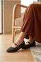 Tweed Textured Mary Jane Flats - Classic Buckle Elegant Shoes - 2