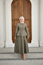 Women's Snap Fastener Skirt Suit with Stitching Detail Green