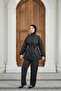 Women's Hidden Zipper Belted Pants Suit Black - 4
