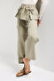 Women's Khaki Green W5 Straight Fit Loose Cut Belt Detailed Special Design Trousers - 7
