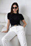 Women's Crew Neck Knitwear Transparent Blouse - 4