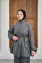 Women's Hidden Zipper Belted Pants Suit Smoked - 3