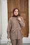 Women's Pleated Waist Detail Two Belted Shirt Collar Suit Mink - 6