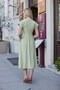 Women's Modal Diagonal Double-Breasted Wrap Collar Skirt with Pleated Pockets Midi Length Below the Knee Dress-Çağla - 5
