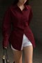 Women's Side Gathered Waist-Fitted Trendy Long Shirt New Season - 2