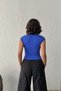 Women's Cobalt Blue V-Neck Short Sleeve Slim Fit T-Shirt Nj140 - 7