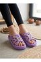 Women's Knitted Banded Stone Detailed Ultra Trendy Stylish Summer Slippers - 3