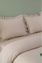 Florita Cappuccino Double Embroidered 100% Cotton Duvet Cover Set – 4 Pieces - 6