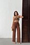 Women's Brown Muslin Trousers with Tie-Waist Detail Nj131 - 5