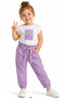 Girl's Daisy Patterned T-Shirt and Aerobin Pants Lilac Color Two-Piece Set - 2