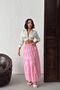 Women's Pink Elastic Waist Flared Maxi Skirt Nj134 - 6