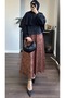 Brown Zebra Satin Skirt - 4
