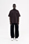Men's Suede Finish Baggy Jean Trousers Black - 7