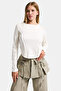 Women's Ecru Color W5 Organic Fabric Crop Fit Body - 3
