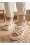Women's Knitted Banded Stone Detailed Ultra Trendy Stylish Summer Slippers