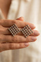 Women's Tile Pattern Rectangular Earrings - 2