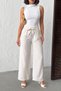 Women's Beige Elastic Waist Draped Trousers Nj139 - 2