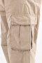 Men's Pocket Cargo Baggy Jean Trousers Beige - 5