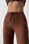 Women's Brown Muslin Trousers with Tie-Waist Detail Nj131 - 3