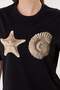 Starfish and Oyster Printed Comfortable Fit Basic T-Shirt Black - 3