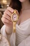 Cartion Women's Steel Watch Gold Color Oval Case Lilac Dial Vintage Luxury Stylish Elegant Women's Wristwatch - 4