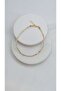 Gold Pipe Plate Stone Detail Anklet