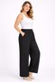 Women's Plus Size Black, Elastic Waist Pocket Relaxed Fit High Waist Pants 65N39459 - 5
