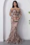 Crew Neck Sequin Detailed Tulle Dress 6087 - 6