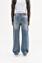Men's Effected Velvet Baggy Jean Trousers Light Silver - 3