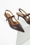 Vexa Women's Elastic Genuine Leather Heeled Shoes Burgundy Crocodile - 4