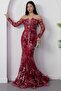 Crew Neck Sequin Detailed Tulle Dress 6087 - 6